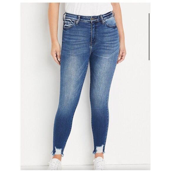 KanCan High Rise Dark Ripped Hem Skinny Jean  Size 28 - Picture 1 of 16